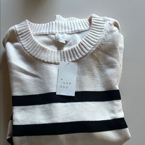 A New Day Women's Striped Sweater in Cream and Black